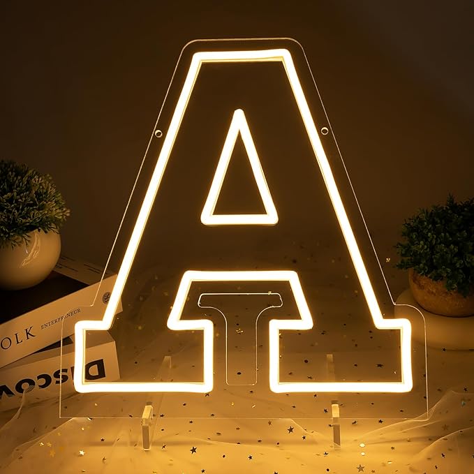 Light Up Letters A, Led Marquee Letter Lights Neon Sign, 13.9" Height Decorative Lighted Alphabet Number, Battery/USB Powered Led Letters Lights for Wedding, Birthday, Party, Christmas or Home Decor