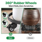 AMAGABELI GARDEN & HOME Plant Caddy with Wheels Heavy Duty 13“ 2 Pack Rolling Plant Stand Plant Dolly Iron Wheeled Lockable Casters Round Pot Mover Rollers Indoor Outdoor Planter Trolley Metal