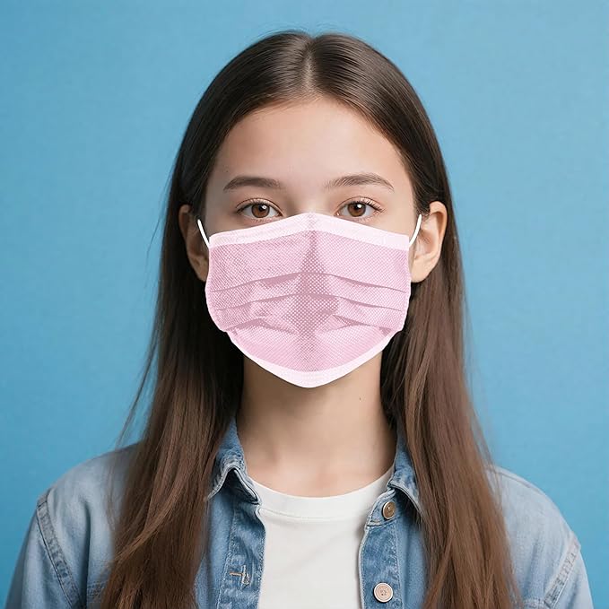 NNPCBT Pink Disposable Face Masks 125 Pack,3-Ply Breathable Mask For Adults,Great For Outdoors,Home, Office, School