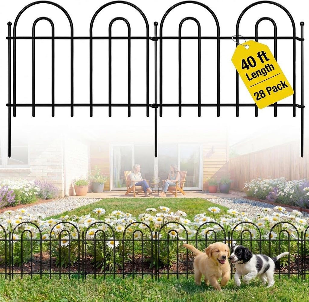 28 Pack 40ft x 13in Decorative Garden Fence Panels - Animal Barrier No Dig Fence Garden Fencing Dog Fence Outdoor for Yard Anti Digging Defense Barrier Garden Edging Border Arched Decorative Fence
