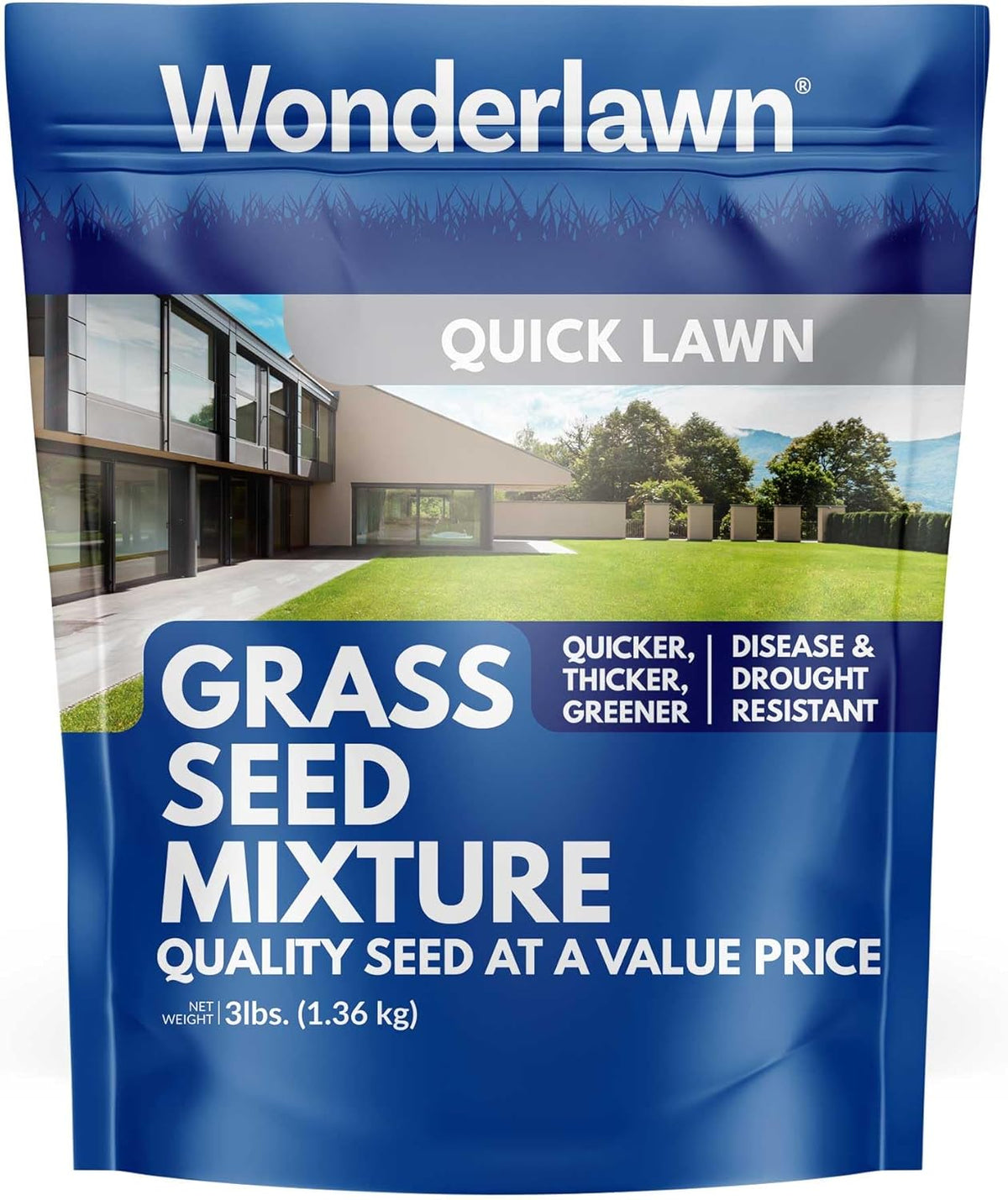 Barenbrug Wonderlawn Quicklawn Grass Seed Mix for Lawn Care and Landscaping, 3 lbs. Bag