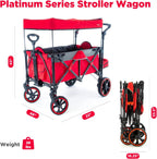 Creative Outdoor Push Pull All-Terrain Collapsible Folding Stroller Wagon for Kids, 150lbs Weight Capacity, Platinum Series, Beach, Park, Garden & Tailgate, (Red)