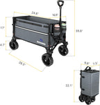 Collapsible Wagon Cart with Wheels Foldable - Folding Utility Heavy Duty Wagons Carts for Grocery Sports Garden Shopping Camping Wheelbarrows (Gray, 120L)
