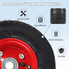AR-PRO (2-Pack) 2.80/2.50-4" Tire and Wheel Set - 8 Inch Wheelbarrow Tire and Wheel Replacement with 3/4" Bearings and 3" Centered Hub - Extra Adapter kit includes 1/2" Bearings