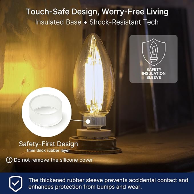 FLSNT 60W Equivalent LED Chandelier Light Bulbs, Dimmable LED B11 E12 Candelabra Base Bulbs, 3500K Natural White, 550LM, 24 Pack UL,CA65 Listed.