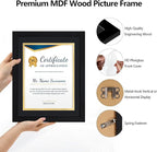 11x14 Picture Frame set of 6, Multi Certificate 8.5 by 11 Picture Frames with Mat Bulk, Document Diploma Award Frame for Wall Hanging or Tabletop Display, Black