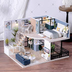 CUTEBEE DIY Dollhouse Miniature with Furniture, DIY Wooden Dollhouse Kit Plus Dust Proof and Music Movement, Creative Room for Valentine's Day Gift Idea(Cozy Time)