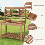 Yaheetech Outdoor Potting Bench, Sink, Display Rack & Storage Shelf,Brown