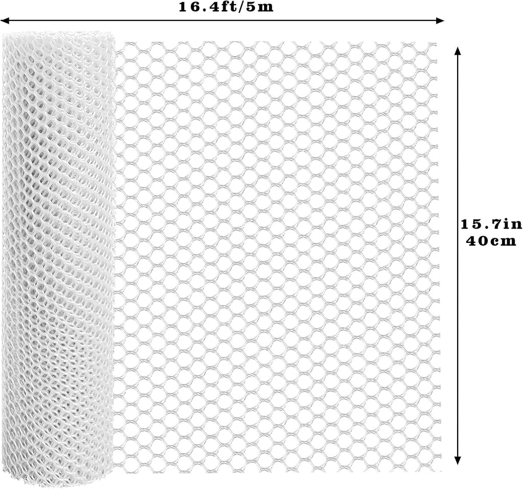 16.4 FT x 15.7 in Roll Mesh Fence, Versatile White Plastic Fencing & Netting, Cuttable Animal Wire Mesh Fence, Durable Tree Trunk Protector, Suitable for Cat Dog Rabbit Barrier and Plant Protectors