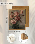 InSimSea Framed Wall Art for Living Room Flower Wall Art Home Decor Roses in Vase Vintage Paintings Canvas Prints Botanical Prints Mid Century Modern Decor Farmhouse Bedroom Wall Decor 9x11in