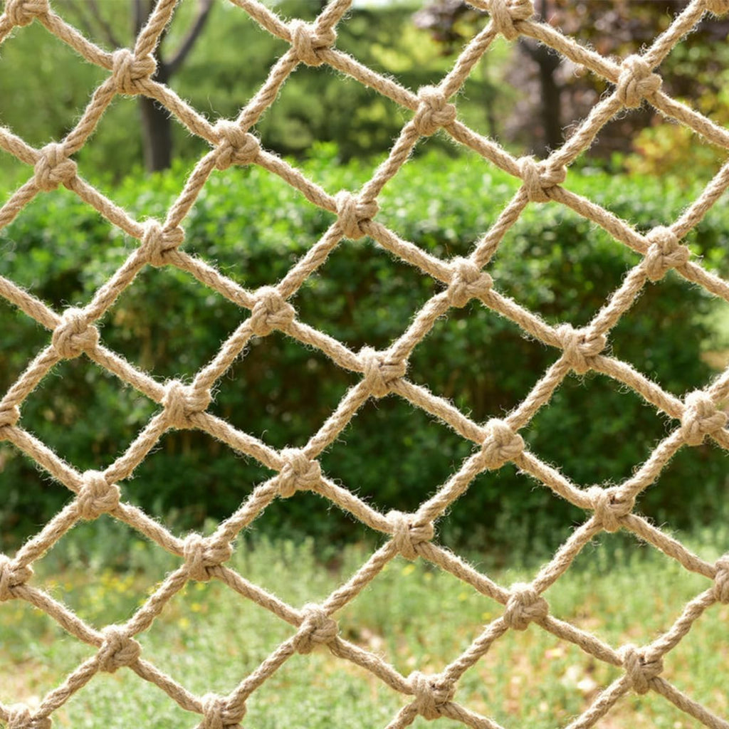 Natural Jute Hemp Rope Net,8mm Thick Safety Anti-Fall for Children Pet,Balcony Stairs Garden Playground Protection Net,Indoor & Outdoor Decor (Size:0.5M*4M(1.64FT*13.12FT))