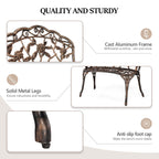 VINGLI 38.5" Patio Park Garden Outdoor Metal Rose Bench, 2-Person Cast Iron Cast Aluminium Frame Antique Finish Chair,Accented Lawn Front Porch Path Yard Decor Deck Furniture (Bronze, Rose)
