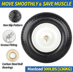 4.80/4.00-8" Flat-Free Tire and Wheel 16" Solid Wheelbarrow Tire, 6" Centered Hub, 5/8" Axle Bore Hole for Wheel Barrow Garden Utility Cart Replacement