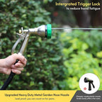 HOSUN 100% Metal Heavy Duty Garden Hose Nozzle Sprayer | 7 Spray Patterns, Lockable Rear Trigger, High Pressure for Plant Watering, Lawn Care, Car Washing & Pet Bathing