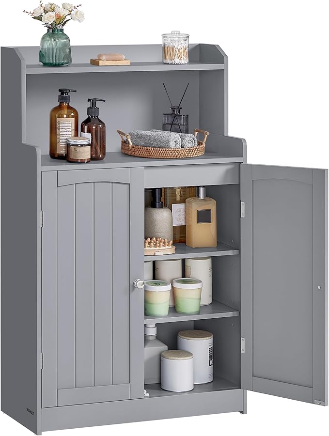 VASAGLE Bathroom Storage Cabinet, Bathroom Floor Cabinet with 2 Doors, 2 Adjustable Shelves, 11.8 x 23.6 x 39.4 Inches, Freestanding, for Dining Room, Kitchen, Living Room, Dove Gray UBBC770G02