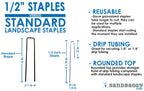 Sandbaggy DRIP TUBING Stakes Landscape Staples | 5 inch Length | Drip Anchors | Landscape Pins | Lawn Nails | Garden Stakes | Hold Drip Tubing Up to 1/4" Diameter | 14-Gauge Standard | Pack of 500