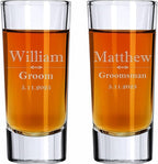 Custom Engraved Shot Glass – 2oz Tall Clear Glass – Personalized Gift for Wedding Party – Classic Etched Barware Keepsake for Groomsmen, Bridesmaids, and More (2)