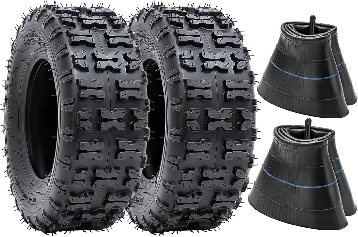 2 PCS13x5.00-6 Tires and 13X5.0-6(5.0/4.0-6) Inner Tubes for 4 Wheelers ATV,Quad Lawn, Mower, Wheelbarrows, Go Kart,Snow Blower, Tractors, Hand Trucks, Trolleys, Mini Bike Tires (P-094)