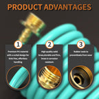GASHER 10FT PU Recoil Garden Water Hose with 3/4"Inch Brass Fittings Retractable, Swivel Female for Boating, Pool & Spa, RV, Home and Garden（Blue)