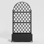Casaphoria Metal Raised Garden Bed with Trellis and Wheels, 72"x35"x16" Planter Box for Climbing Plants, Vegetables & Vines, Features Drainage Holes and Privacy Screen (Black-Laurence)
