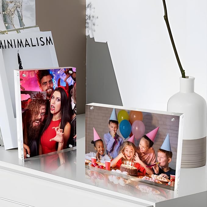 5x7 Inches Acrylic Picture Frames 3 Pack, Double Sided Magnetic Photo Frames,Free Standing on Desk or Table Clear Picture Frames