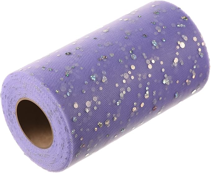 Glitter Tulle Rolls, 6” by 50 Yards (150FT) Netting Fabric Tulle for Tutu Skirts Sewing Birthday Wedding Party Decoration (Lavendar)