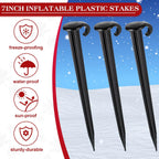 Vicenpal 100 Pcs 7 Inch Plastic Yard Stakes Inflatables Heavy Duty Plastic Garden Stakes for Tent Ground Replacement Outdoor Fence Lawn Pegs Landscape Staples Halloween Christmas Decorations (Black)