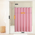 Pink Boho Shower Curtain Pretty Cute Shower Curtain Tufted Chervon Textured Modern Minimalist Striped Shower Curtains Pink, 72 x 72