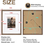 KINLINK 11x14 Picture Frame Rustic brown, Solid Wood Frames with Acrylic Plexiglass for Pictures 5x7/8x10 with Mat or 11x14 without Mat, Tabletop and Wall Display, Set of 4