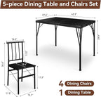 Kitchen Dining Table Set for 4, 5-Piece Kitchen Table Set with 1.6“ Thick Tabletop,Dining Room Table Sets,Kitchen Table Set with 4 Chairs for Small Space, Dinette,Apartment,Retro Black