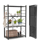 EAGLE PEAK 4-Tier Foldable Greenhouse Shelf, Heavy Duty Metal Storage Rack, No Assembly Steel Shelving Unit, Plant Stand for Greenhouse and Multi-Use Storage, 28”x14.6”x44.7”, 520 lbs, 1 Pack, Black