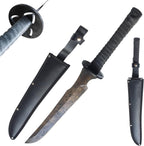 Full Tang Carbon Steel Machete Sword with Leather Sheath for Practice, Outdoor Use, Collection-20.5 Inch