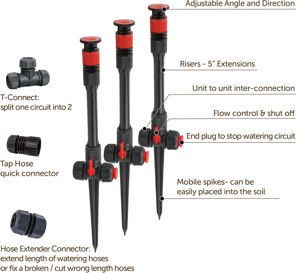 Eden 96093 Multi-Adjustable Flex Design Garden Sprinkler with Extension Set, Great for DIY Gardening Product