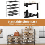 5 Tier Bamboo Shoe Rack Storage Organizer for Closet, Multifunctional Stackable Free Standing Shoe Shelf Organizer for Small Space,Entryway, Hallway, Bathroom27 x11 x32 (Black, 5 Tier)