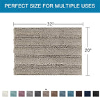 H.VERSAILTEX Bath Rugs for Bathroom Non Slip Bath Mats Extra Thick Chenille Striped Rug 20" x 32" Absorbent Non Skid Fluffy Soft Shaggy Washable Dry Fast Plush Mat for Indoor, Bath Room, Tub - Taupe