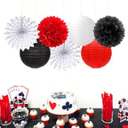 Red-Black White Party-Decorations Paper-Flowers Lanterns - 20PCS Halloween Tissue Pom Poms Streamers Fans Honeycomb, Vintage Baby Shower Birthday Bachelorette Hanging Supplies Decor Burgleda