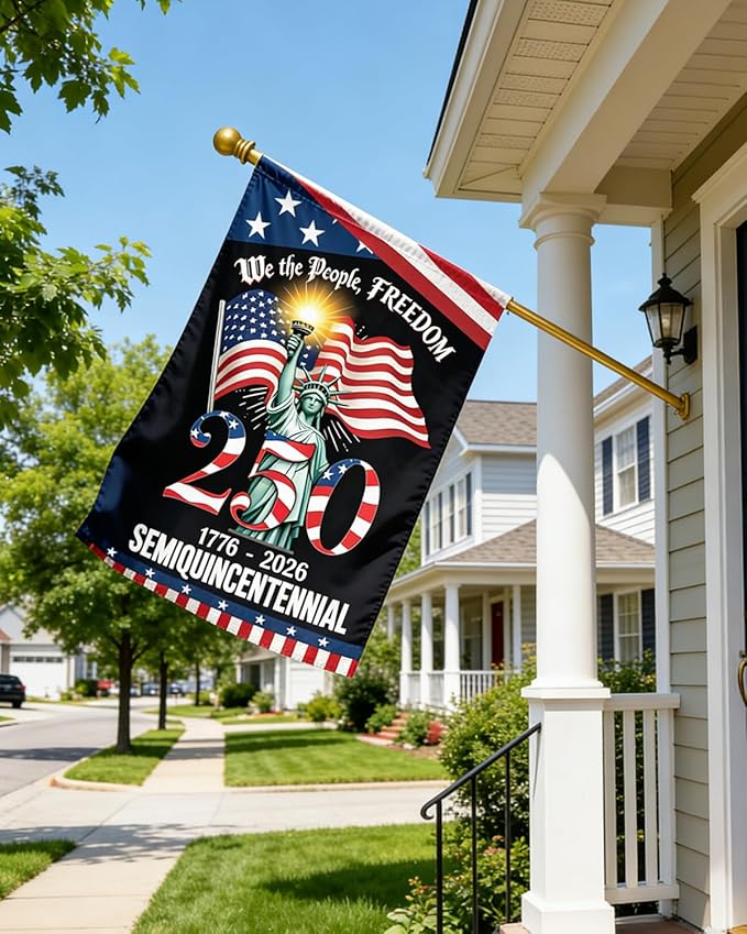 250 Years America Garden Flag, 250th Anniversary USA Patriotic 4th of July Double-Sided Waterproof Banner with Freedom Yard Sign, We The People, 1776-2026 Commemorative, 28 x 40 Inch