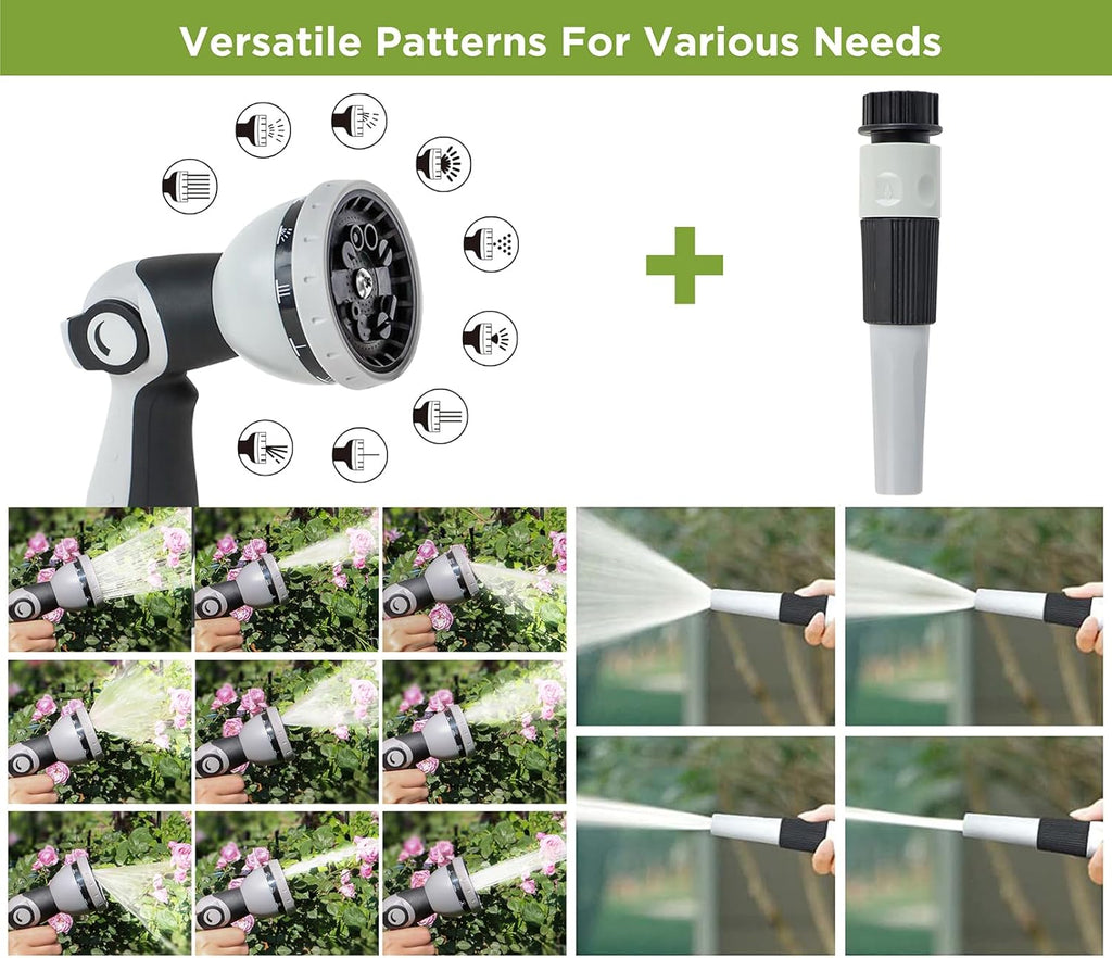 Tuyeho Retractable Garden Hose Reel 5/8" x 90 ft, Wall Mount Water Hose Reels with Automatic Slow Rewind System, Outdoor Hoses Reel with 2 Hose Nozzles for Garden Watering, Car Wash, Pet Shower