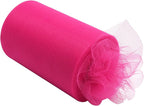 Fuchsia Tulle Fabric Rolls 6 Inch by 100 Yards (300 feet) Fabric Spool Tulle Ribbon for DIY Tutu Baby Shower Birthday Party Wedding Halloween Decorations Christmas Craft Supplies