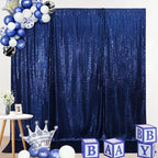 SquarePie Sequin Backdrop Curtain Not See Through Thick Background for Party 5FT x 7FT Navy Blue