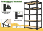 Set of 2 Storage Shelves, 27.7"W Metal Shelving 2010LBS Garage Shelving Heavy Duty Garage Shelves Adjustable Metal Shelf for Pantry Kitchen Closet Basement Warehouse 11.9"D × 27.7"W × 60"H