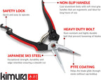 Kimura® 8" Pro Pruning Scissors, Premium Japanese SK5 Hi-Carbon Steel Blades, Non-Slip Vinyl Coated Handles, Lightweight & Ergonomic, Multi-Tasking Pruning Shears, Garden Snips, Precision Clippers