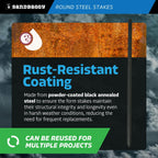 Sandbaggy Round Steel Concrete Form Stakes with Nail Holes - Rust Resistant Coating - Removable, Reusable (20, 3/4 in X 24 in)
