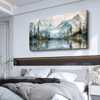 MHARTK66 Canvas Wall Art For Bedroom Framed Decorations For Living Room Modern Office Wall Decor Lake View Painting Forest Tree Landscape Wall Pictures Canvas Artworks Ready To Hang Home Decor