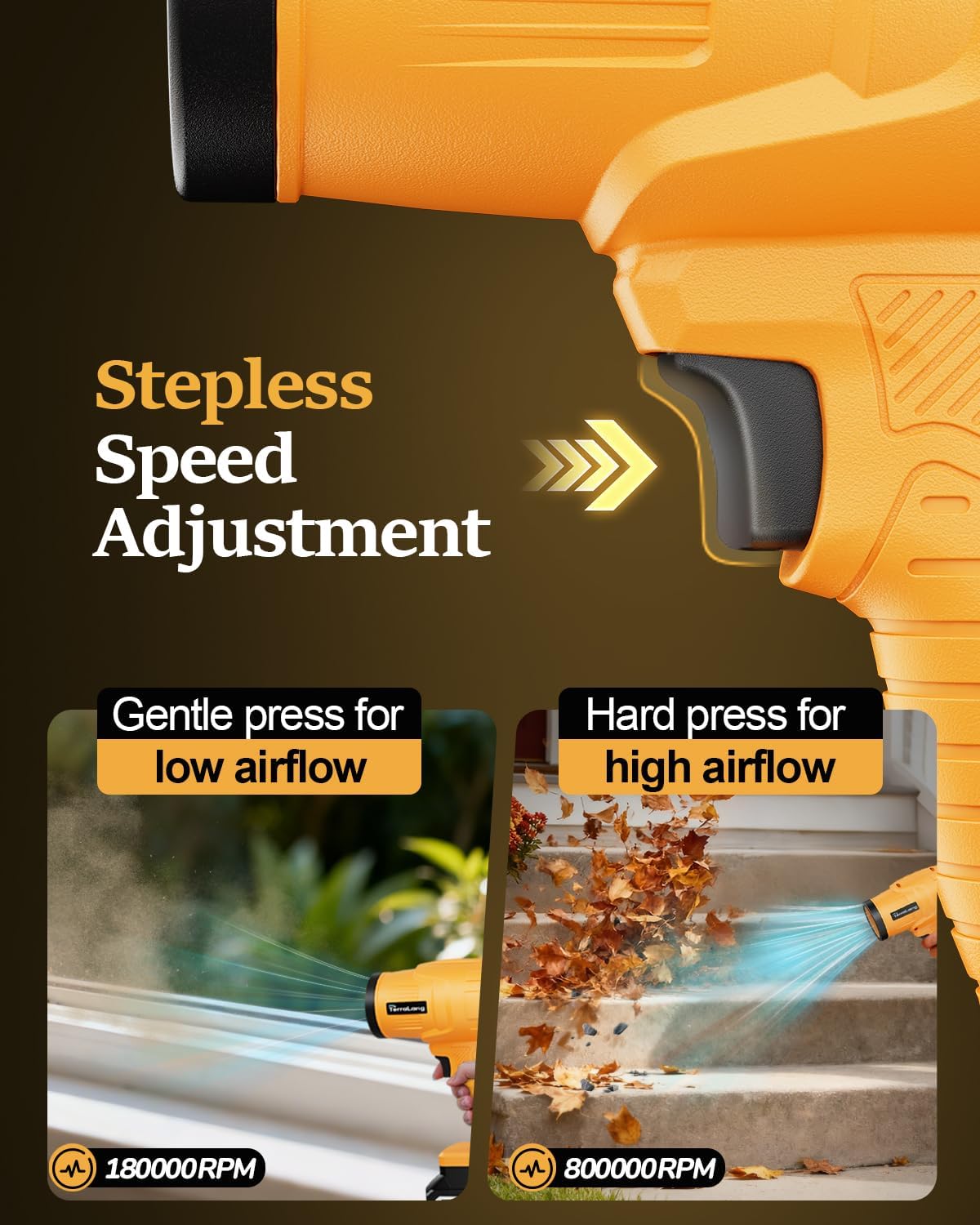 Electric Leaf Blower Cordless,800000RPM Adjustable Gear Handheld Leaf Blower with 2 * 4.0Ah Batteries and Charger Included.Power blowers for Lawn Debris.