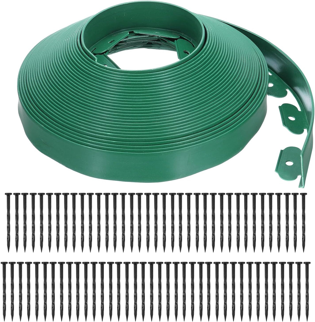 uxcell Landscape Edging, 1Pcs 80FT x 2" - No Dig Garden Edging Kit with 75 Stakes, Landscape Edging Border for Garden Lawn Flower Bed Yard Grass (Green)