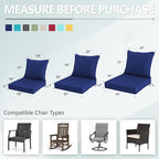 19x19 Inch Patio Chair Cushions Set of 2, Outdoor Furniture Cushions - Removable Cover, Water-Repellent, Fade-Resistant, Non-Slip Bottom & Straps, Replacement for Lawn, Porch & Deck Chair - Navy