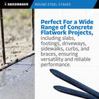 Sandbaggy Round Steel Concrete Form Stakes with Nail Holes - Rust Resistant Coating - Removable, Reusable (5, 3/4 in X 18 in)