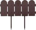 Evelyne Garden Border Plastic Edging: Wooden Fence Design - 16pcs Brown Yard Landscaping Fence Liner Lawn Edge Barrier - 20ft Kit of Decorative Lawn Panels Elements -Landscaping Edging-GMT-10374-A16