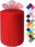 Red Tulle Fabric Roll 6 Inch X 300 FT (100 Yards) Matte Tulle Ribbon Netting Mesh Spool for DIY Tutu Skirt Wedding Bow Gift Wrapping Baby Shower Christmas Party Halloween Decorations